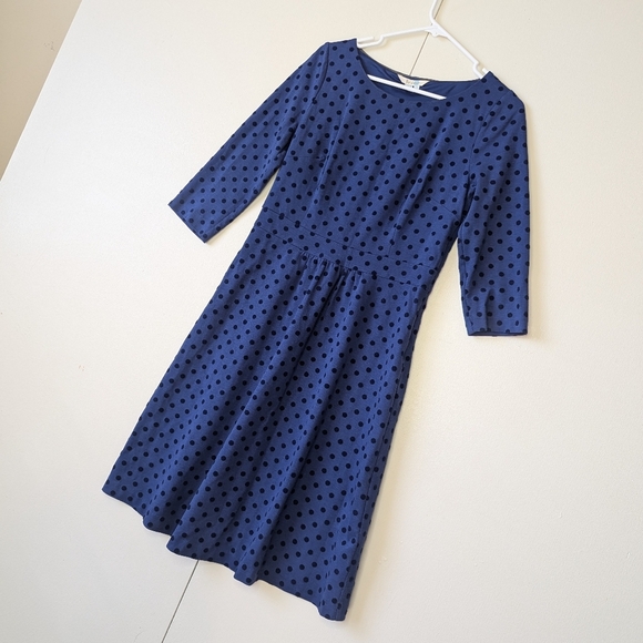 Boden Blue Flocked Spot Ponte Knit Dress WH734 Size 8L - Picture 2 of 6